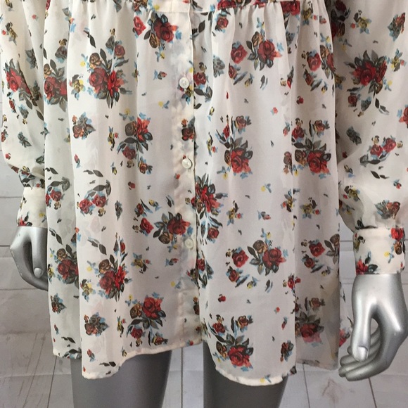 Free People XS Sheer Floral Tunic Long sleeve Top - Picture 3 of 8